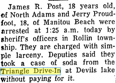 Tari-Ho Drive-In - Triangle Drive- In Robbery July 1960